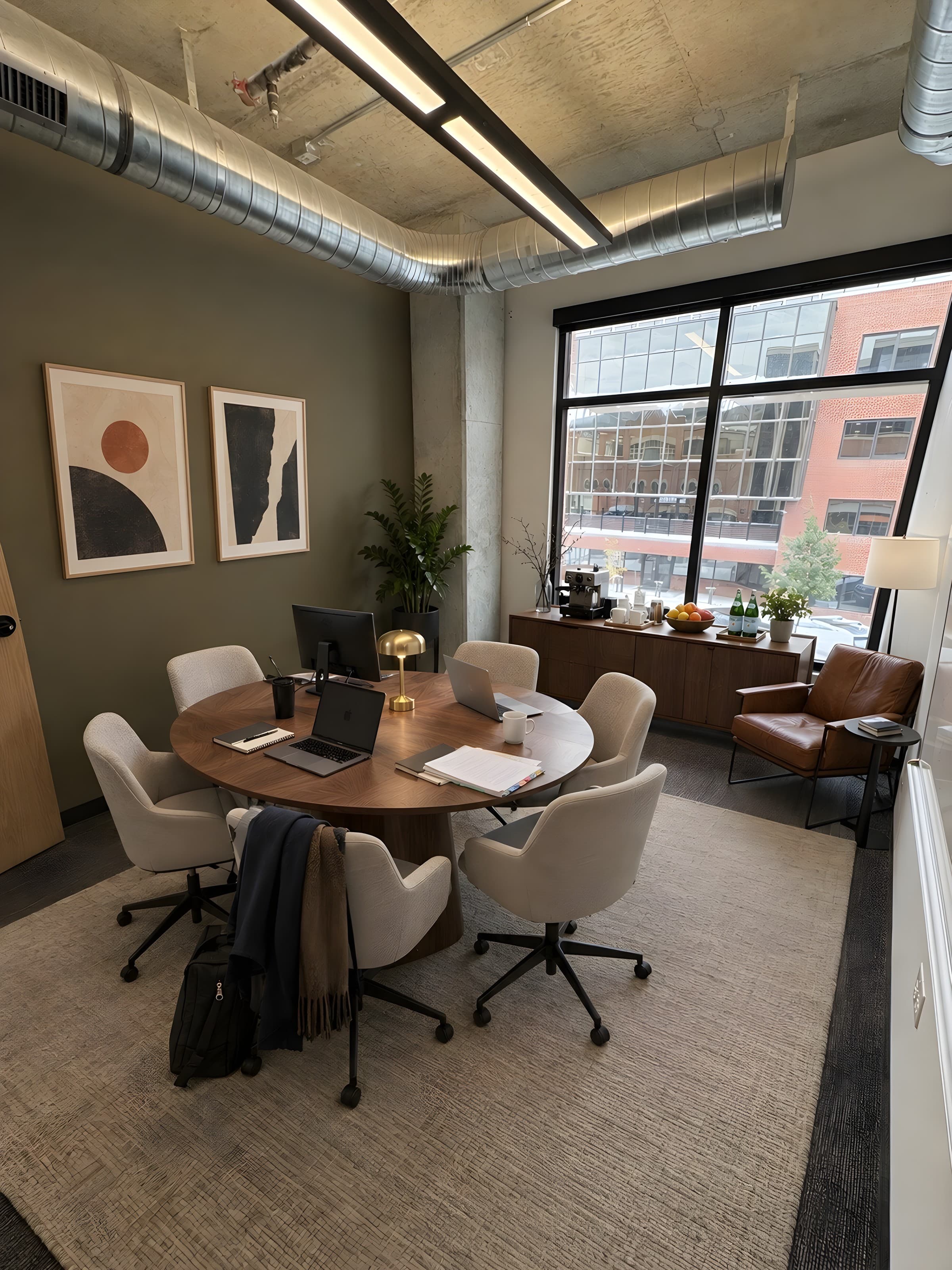 Concept rendering: a private office set as a producers’ salon