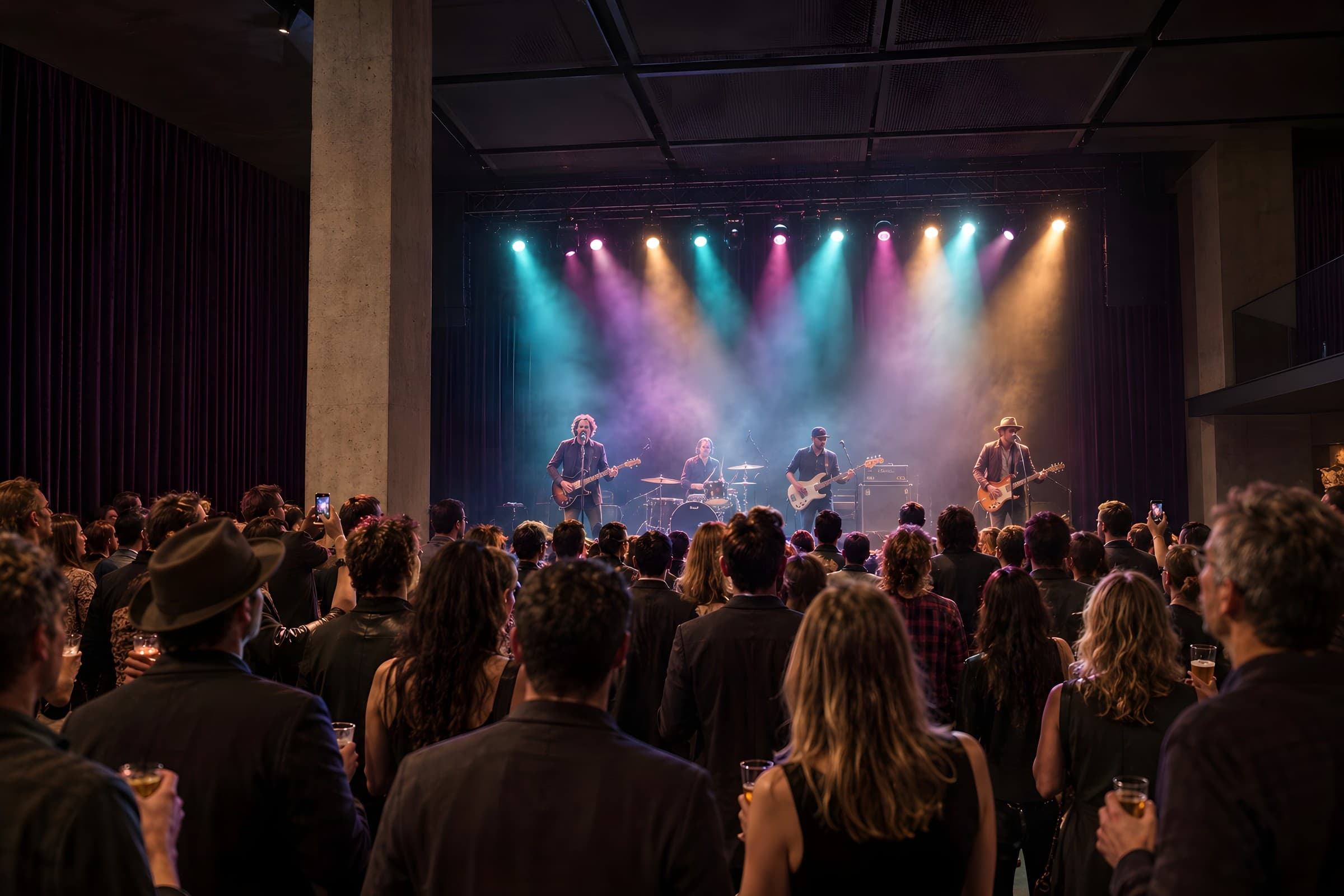 Concept rendering: a band on stage at Tulagi Underground